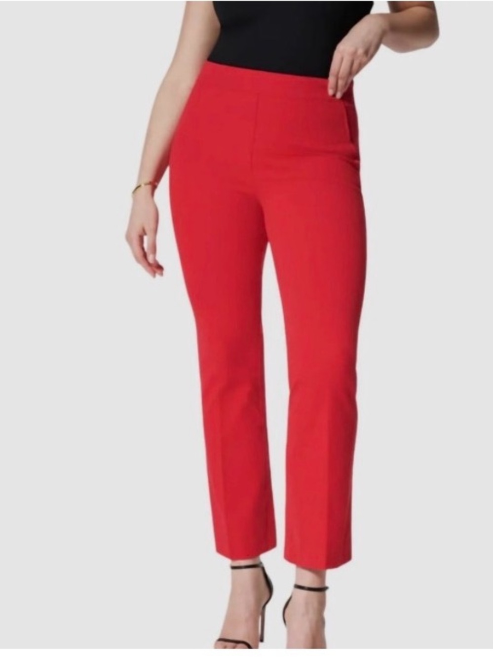 Spanx Red Polished Kick Flare Pants Size L Tall Stretch Flattering Party - Picture 2 of 12